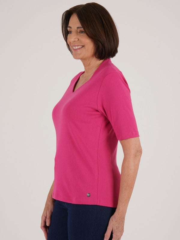 PennyPlain High Back Sweetheart Neck Top - Cerise