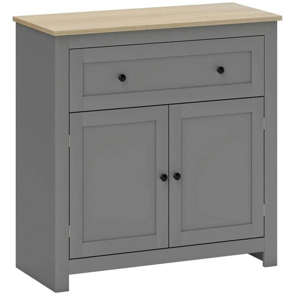 Grey sideboard storage cabinet with 1 drawer and double-door cabinet doors
