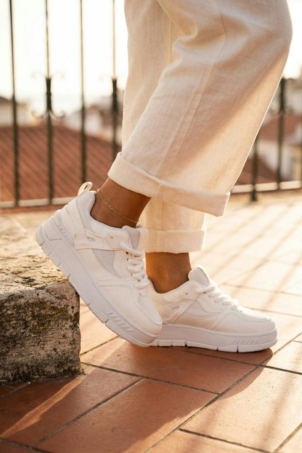 Genevieve Monochrome Chunky Sole Trainers - White