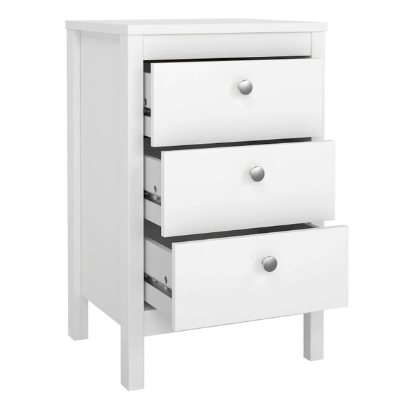 Wyld Haus Gossmere White Bedside Table 3 Drawers