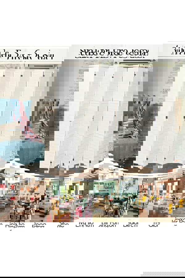 Living and Home Folding Solid Wood Room Divider