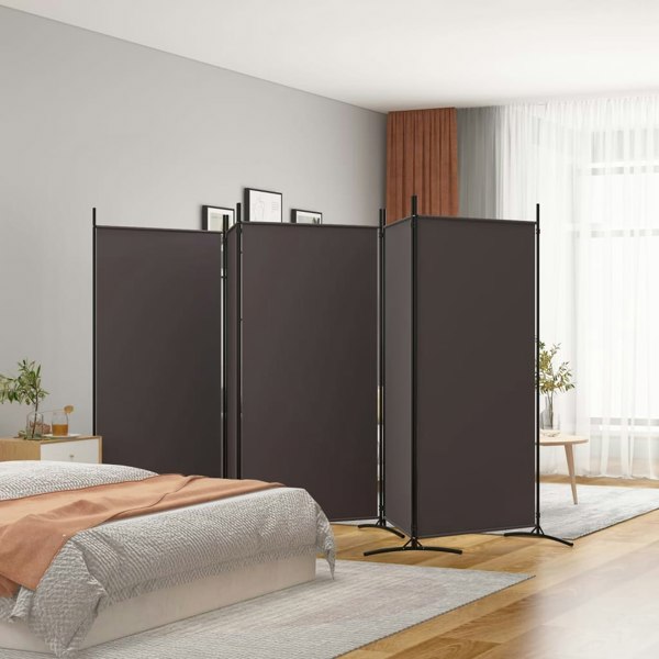 Berkfield 5-Panel Room Divider Brown 433x180 cm Fabric