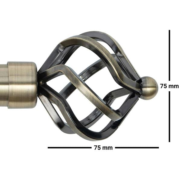 A.Unique Home Twisted Metal Extendable Curtain Pole (25/28mm) (Antique Brass,120cm-220cm)