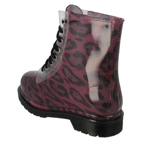 Spot On Ladies Spot On Chunky Heel Transparent Boots