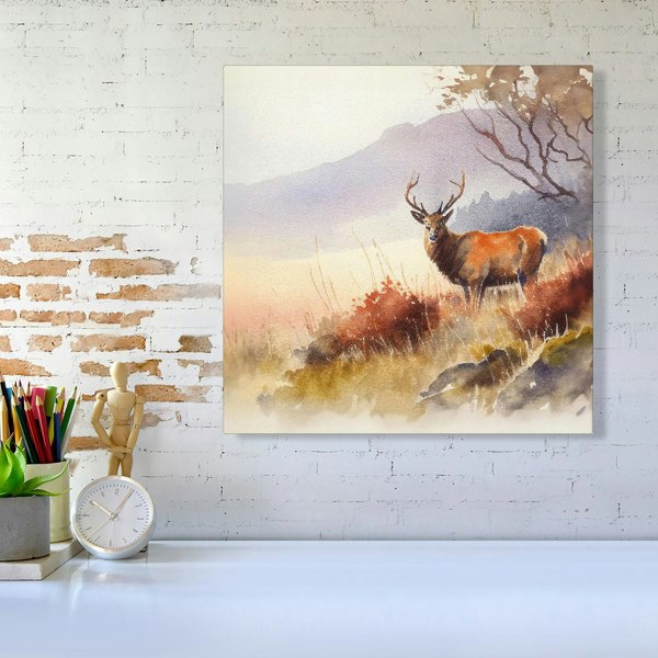 Warren Reed Stag Deer Water Colour Canvas