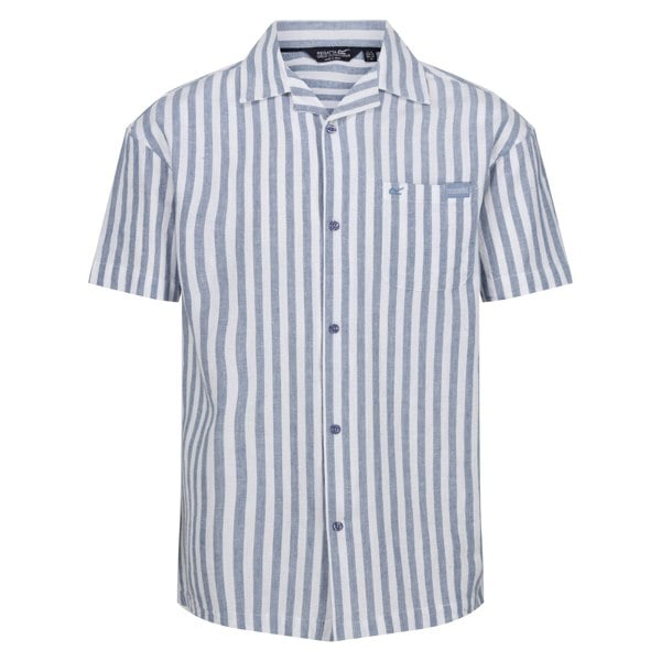 Regatta Mens Shorebay II Stripe Short-Sleeved Shirt - Coronet Blue/White