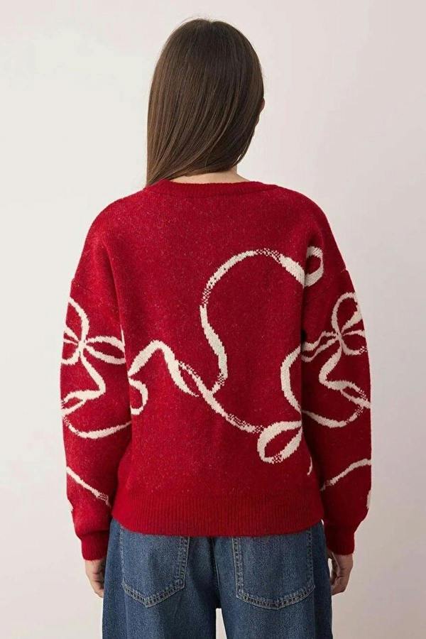WOVCOR Christmas Themed Soft Textured Patterned Knit Sweater