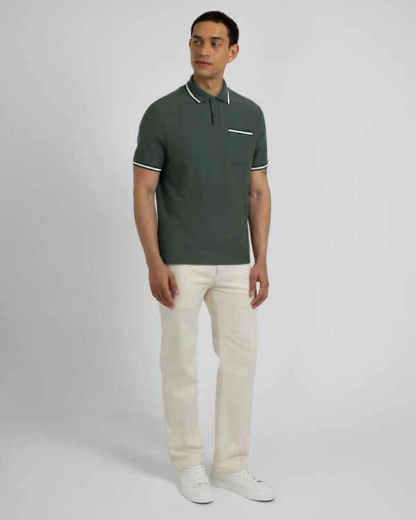 Steel & Jelly Tolworth - Textured Polo Shirt With Contrast Rib