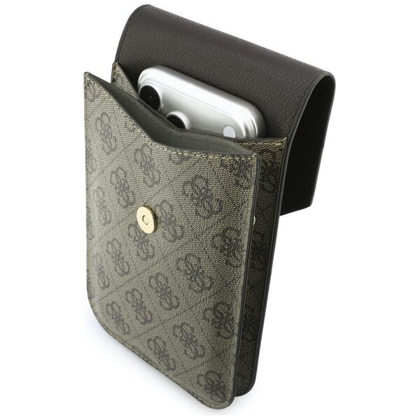 Guess PU Leather Grained 4G Metal Logo Universal Phone Bag Brown - GUWBPG4L4CNW