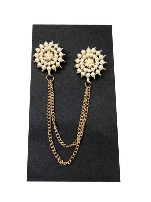 Pearl halftone-radial chain lapel pin - Pamoni