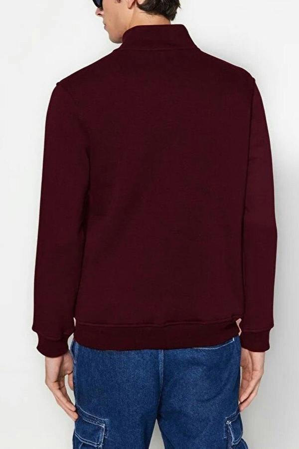 WOVCOR Stand Collar Zippered Basic Men's Sweatshirt