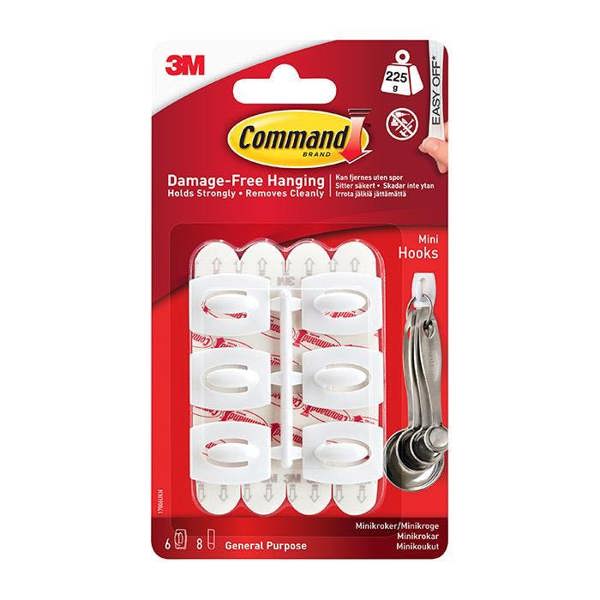 Command 17006UK Mini Hooks 225g 6pk - One Colour - 