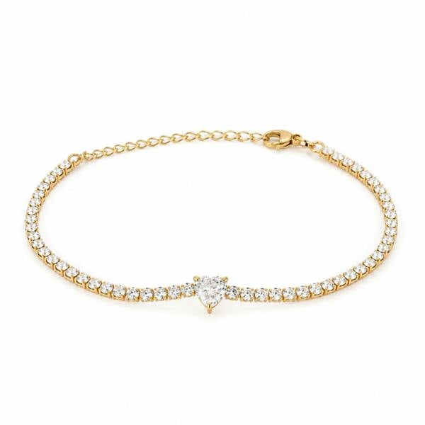 Say It With Heart Cut Tennis Bracelet - Yellow Gold