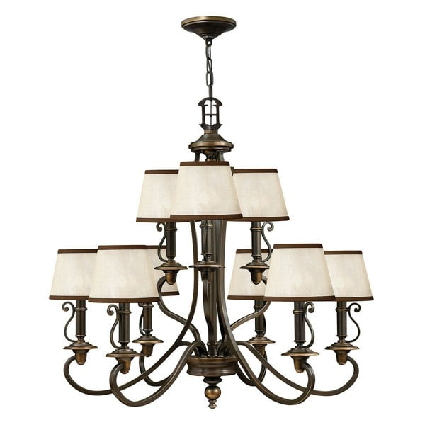 9 Bulb Chandelier Hanging Pendant LIght Olde Bronze LED E14 60W Bulb Loops