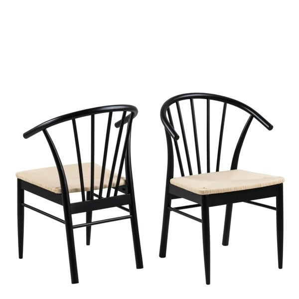 Furniture To Go Cassandra Dining Chair with Armrest in Black Set of 2