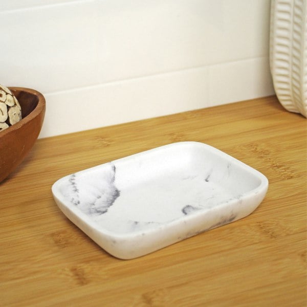 Showerdrape Octavia White Marble & Chrome Soap Dish