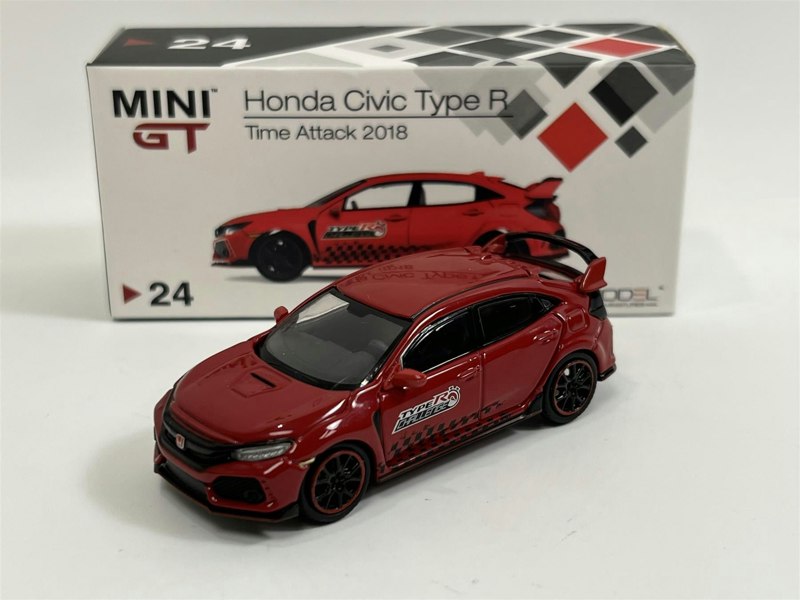 honda civic type r time attack 2018 red 1:64 scale mini gt mgt00024l