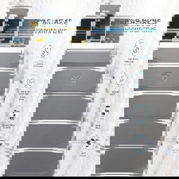 Flight Knight Set of 3 Aluminium Frame, ABS Body Cabin Carry & Check in Hold Luggage