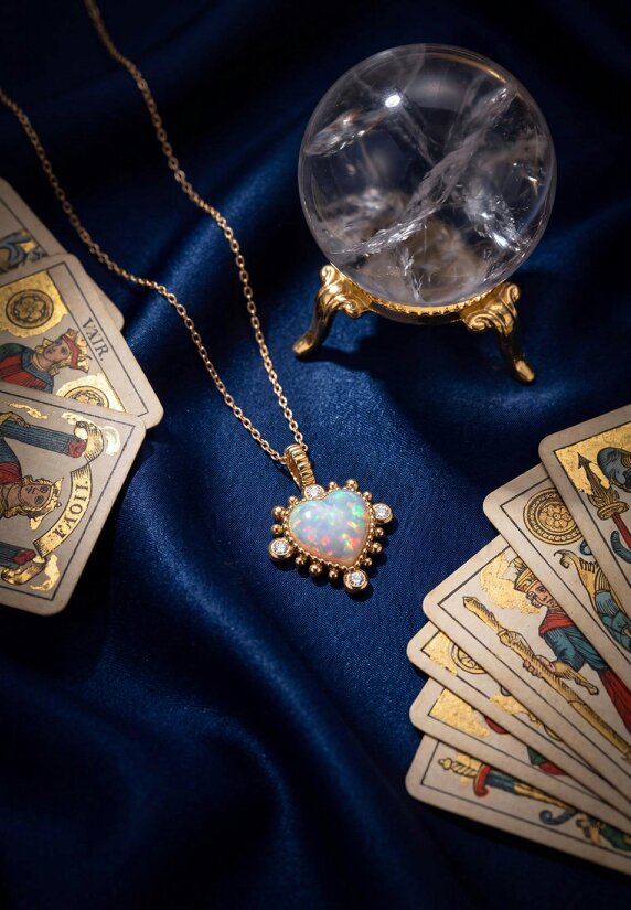 Latelita Angelique White Opal Heart Pendant Necklace Gold