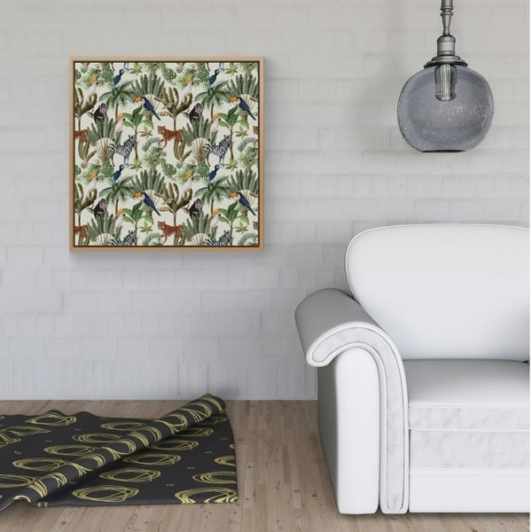 Warren Reed Exotic Trees And Animals Framed Canvas