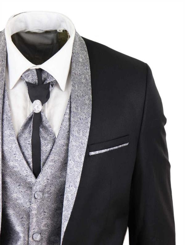TruClothing Men's 4 PieceBlack Tailored Wedding Suit