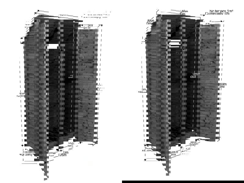 Arbor Garden Solutions Wooden Log Store (Roof Sloping Back) with Door W-146cm, H-126cm or 180cm, D-88cm