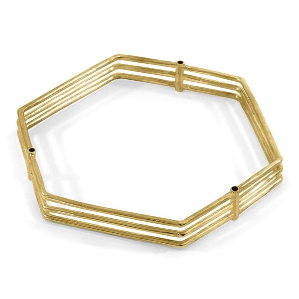 Anchor & Crew Walton Tri-Rail Maxi Geometric 9ct Yellow Gold Bangle