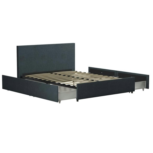 Dorel Home Kelly Bed with Storage Fabric Navy - Double