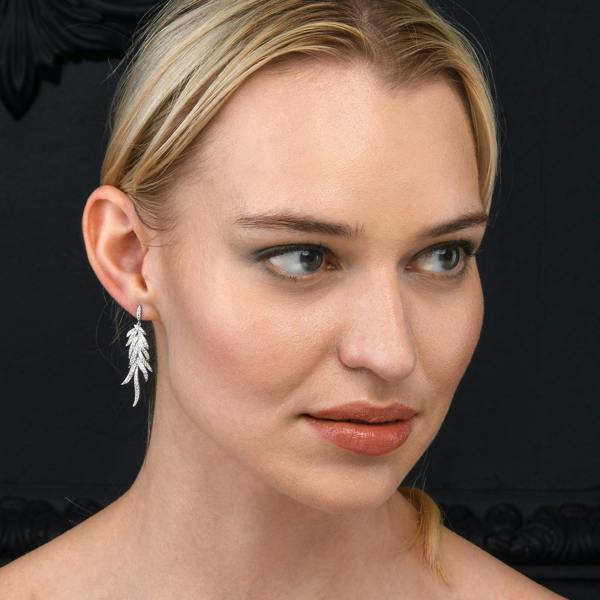 namana Sterling Silver Long Drop Earrings for Women.