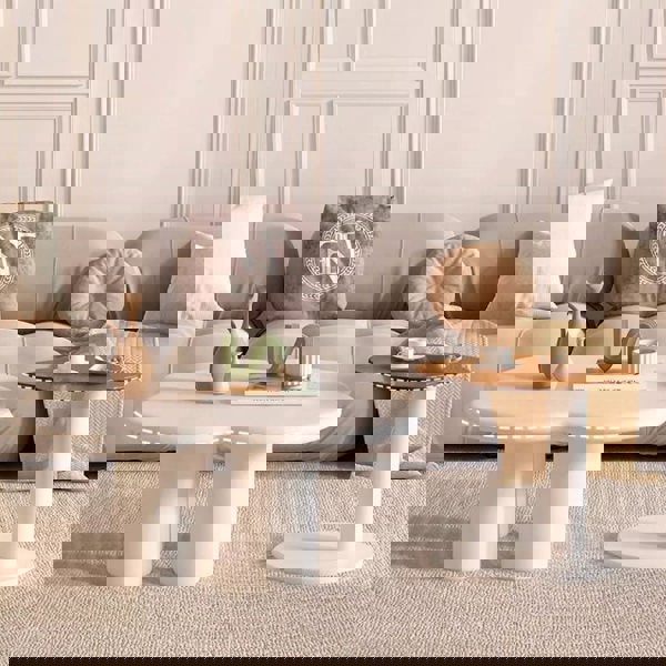 Persis Coffee Table Set, Cream & Tan-Rit Concept-Rit Concept