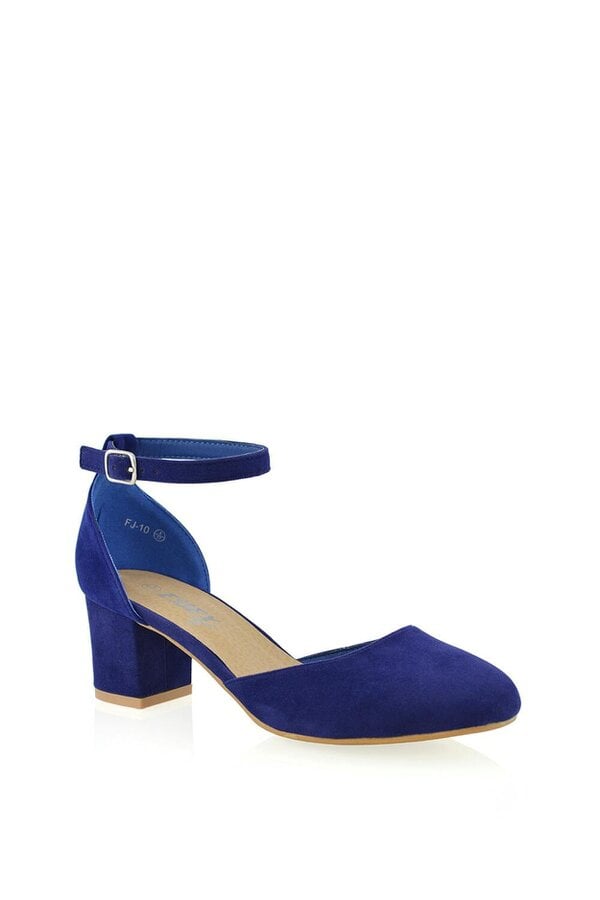XY LONDON Chunky Strappy Mid Block High Heels Court Shoes