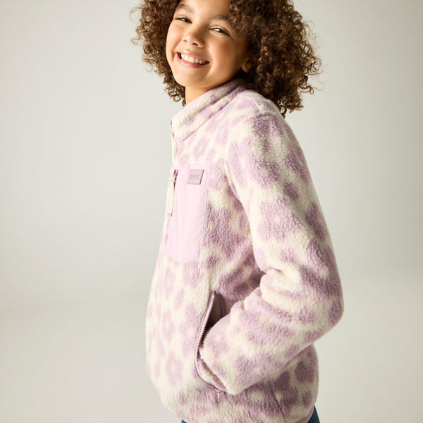 Regatta Kids Frankie Floral Full Zip Fleece Jacket - Light Vanilla