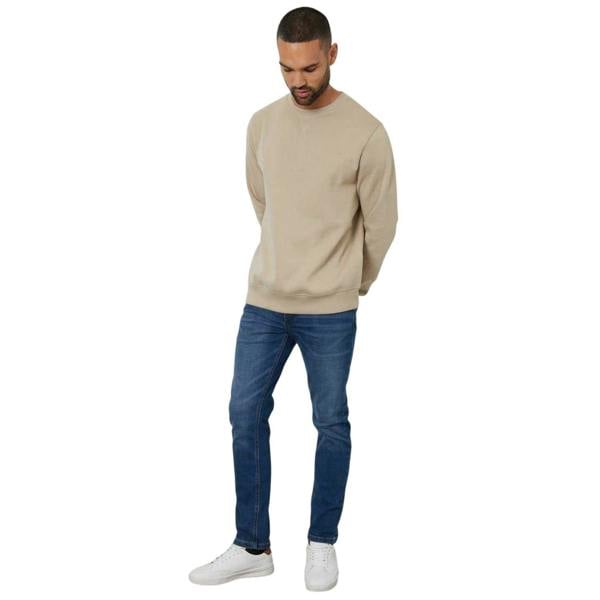 Threadbare Mens Crew Neck Regular Long-Sleeved Sweatshirt - New Stone - 
