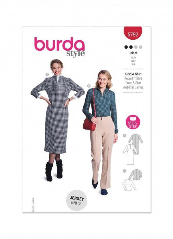 Burda Sewing Pattern 5792 Tops and Dresses For Women, 10-20 (36-46) - Easy