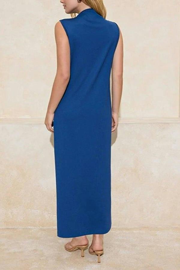 WOVCOR High Neck Sleeveless Knitted Lined Undershirt Dress