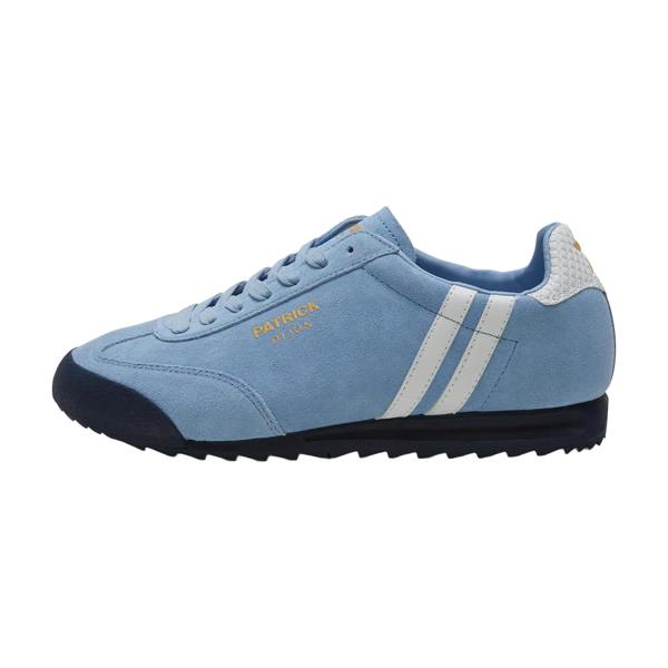Patrick Mens Dijon Suede Running Trainers - Sky Blue/White/Navy - 