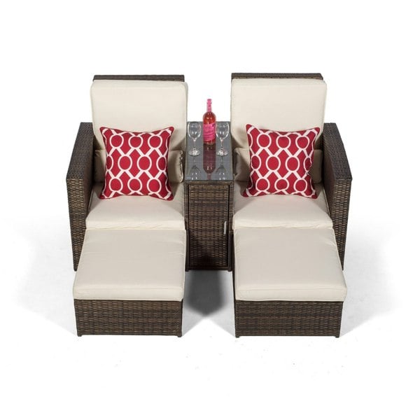 Giardino Nevada Double Reclining Rattan Sun Loungers Set