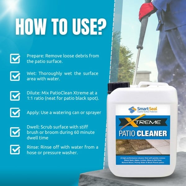 Smartseal Patio Cleaner Xtreme Removes Moss, Algae, Lichen & Grime - 5 Litre