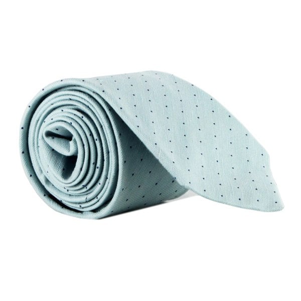 Dunhill woven twill tie in a pin dot pattern Woven raw silk with a natural slub to the fabric
