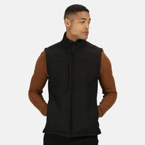 Regatta Mens Flux Softshell Bodywarmer / Sleeveless Jacket Water Repellent And Wind Resistant - All Black - 