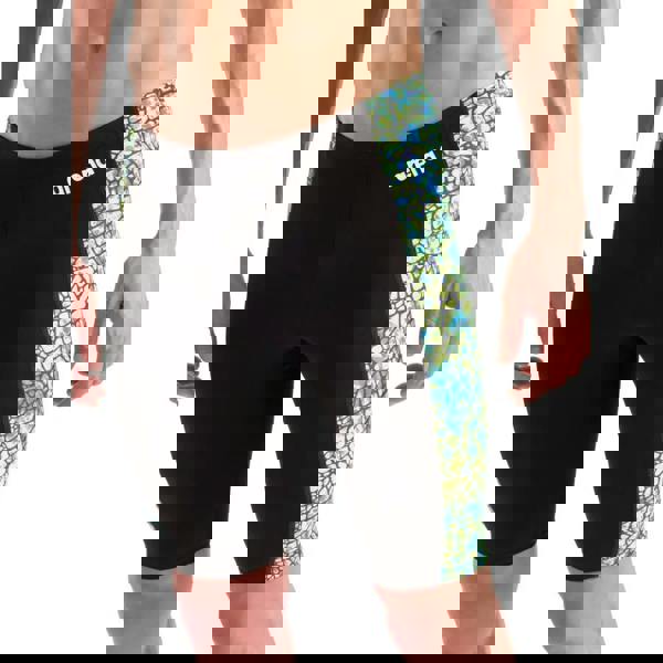 Arena Snakeskin Swim Jammer in black with colorful mosaic sides