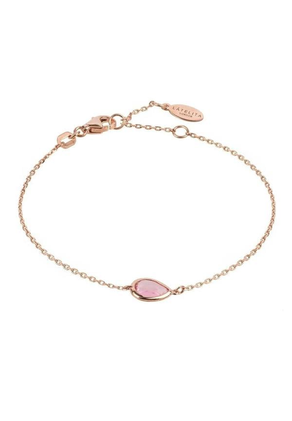 Pisa Mini Teardrop Bracelet Rosegold Pink Tourmaline - LATELITA Bracelets