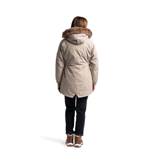 Trespass Women's Celebrity Insulated Longer Length Fleeced Lined Parka Jacket - Oatmilk