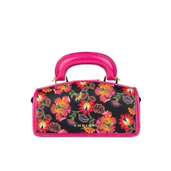 Embassy London Gazelle Mini - Red Flowers - Women’s mini patent leather top handle & crossbody bag