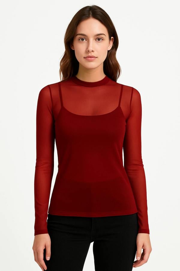 BALOU Translucent Fitted Top Red