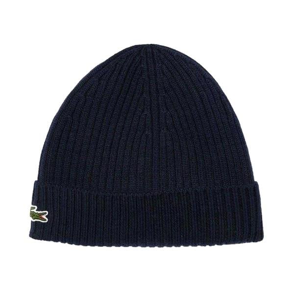Lacoste Unisex Adult Embroidered Logo Wool Casual Beanie - Navy - 