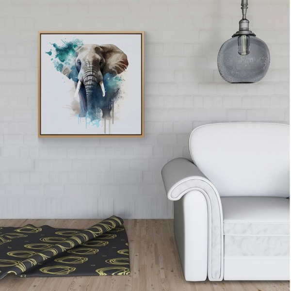 Warren Reed Majestic Elephant Splash Art Framed Canvas