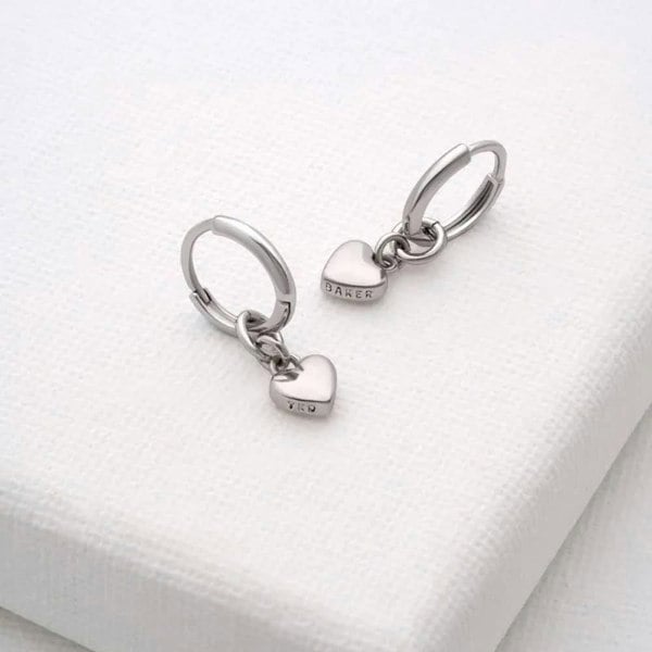 Ted Baker HARRIE Silver Tone Heart Huggie Hoop Earrings TBJ2578-01-03