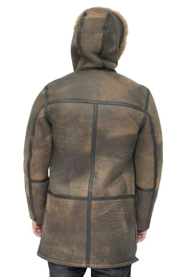 Infinity Leather Mens Antique Sheepskin Duffle Coat-Arona