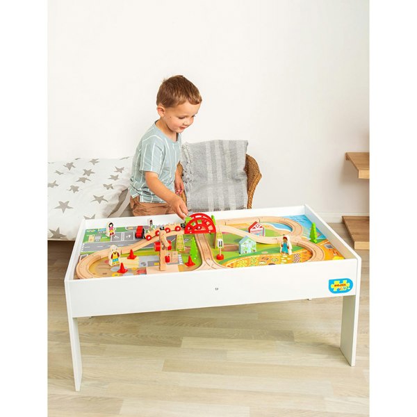 Bigjigs Rail Wooden Train Set & Table - 50 Pieces